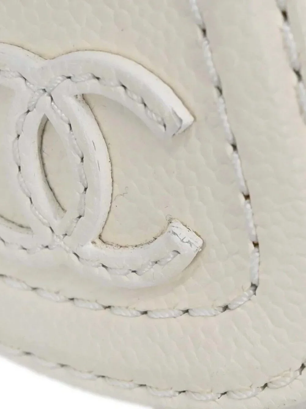 Chanel White Perforated Calfskin Pulley Shoulder Bag
